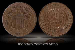 1865 Two Cent ICG VF35