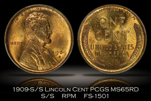 1909-S/S Lincoln Cent RPM FS-1501 PCGS MS65RD