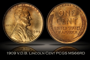 1909 VDB Lincoln Cent PCGS MS66RD