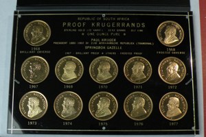 Set of 12 Proof South Africa Gold Krugerrands 1967-1977