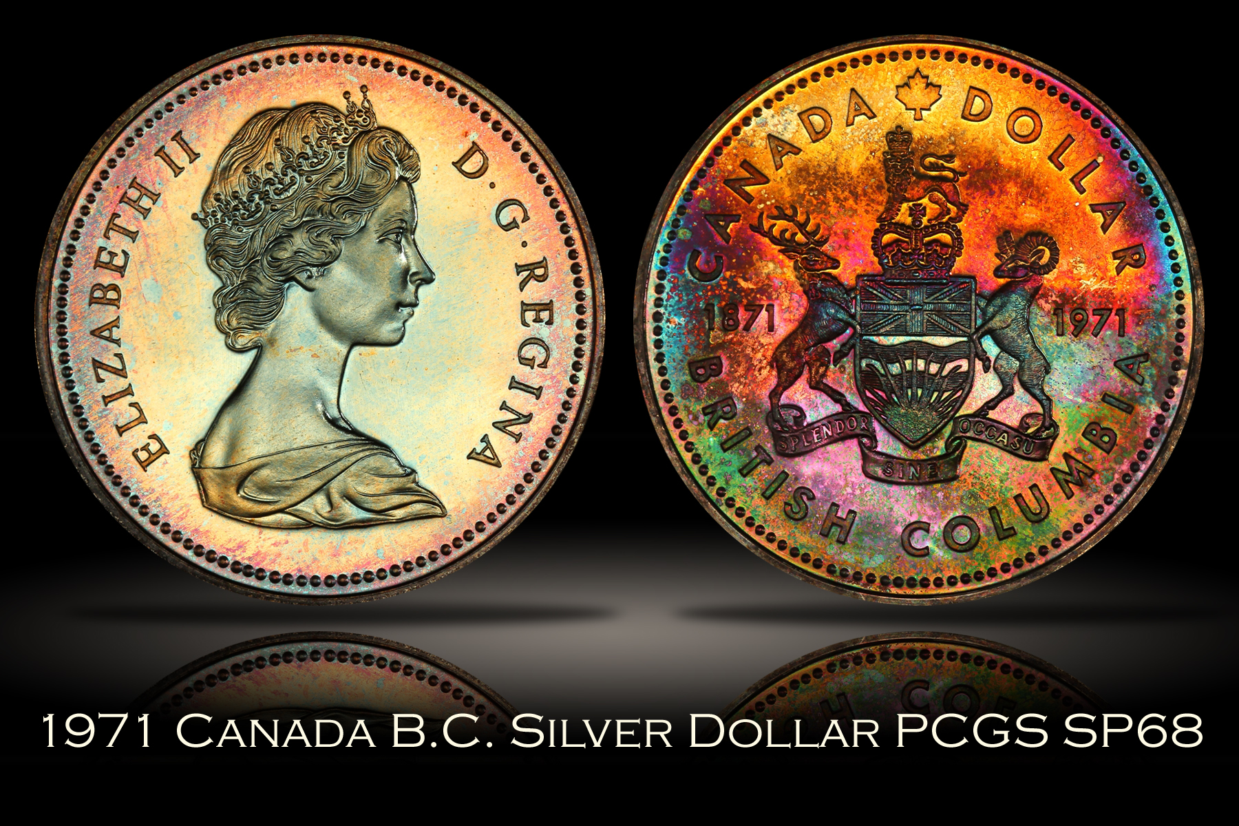 1971 Canada British Columbia Silver Dollar PCGS SP68