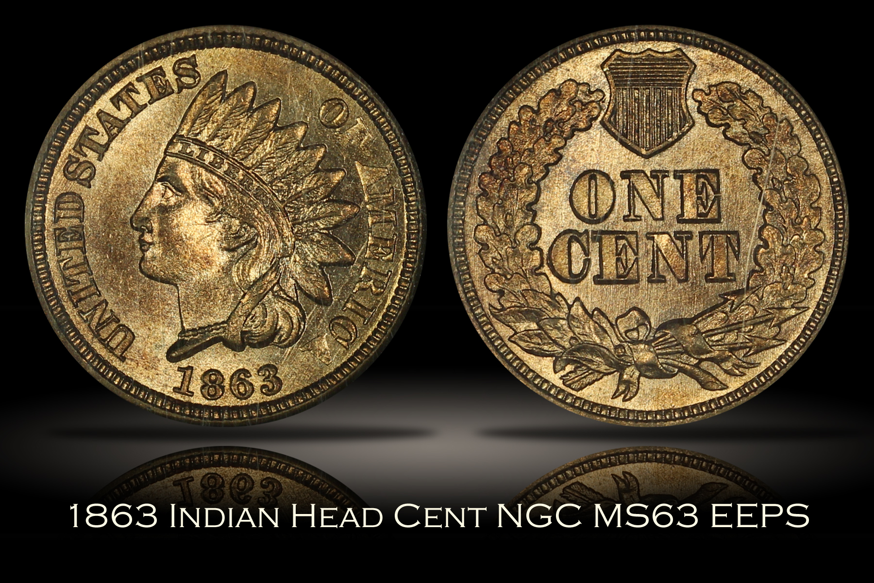 1863 Indian Head Cent NGC MS63 EEPS