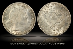 1909 Barber Quarter PCGS MS65
