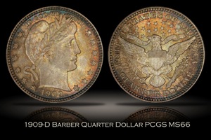 1909-D Barber Quarter PCGS MS66