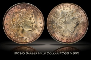 1909-O Barber Half Dollar PCGS MS65