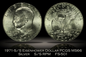 1971-S/S Silver Eisenhower Dollar RPM FS-501 PCGS MS66