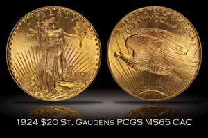 1924 $20 St. Gaudens Gold PCGS MS65 CAC