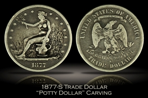 1877-S Trade Dollar Potty Dollar Carving