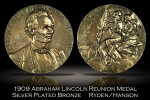 1909 Abraham Lincoln Reunion Medal Silver-plated Bronze King-783