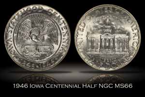 1946 Iowa Half Dollar NGC MS66