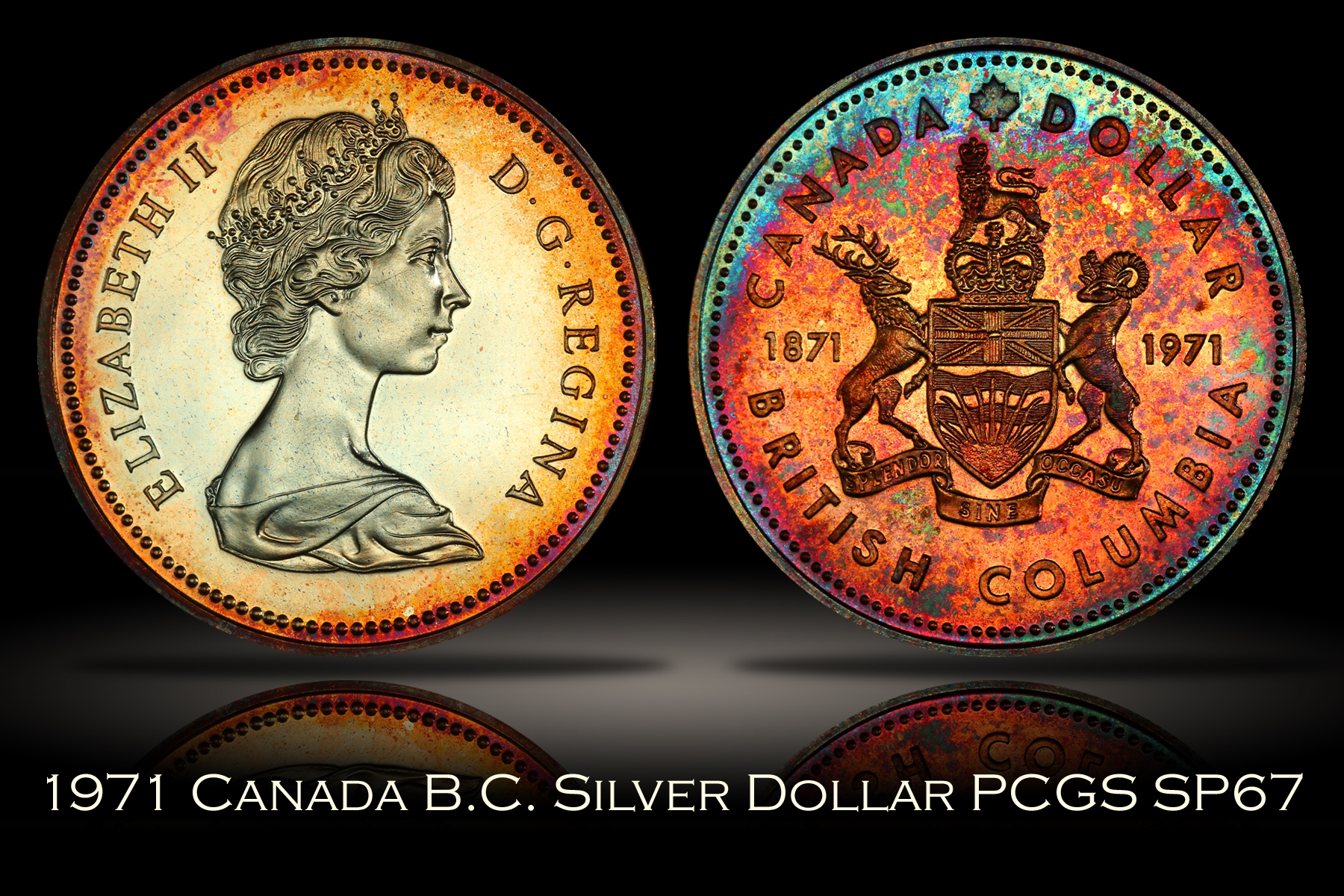 1971 Canada British Columbia Silver Dollar PCGS SP67
