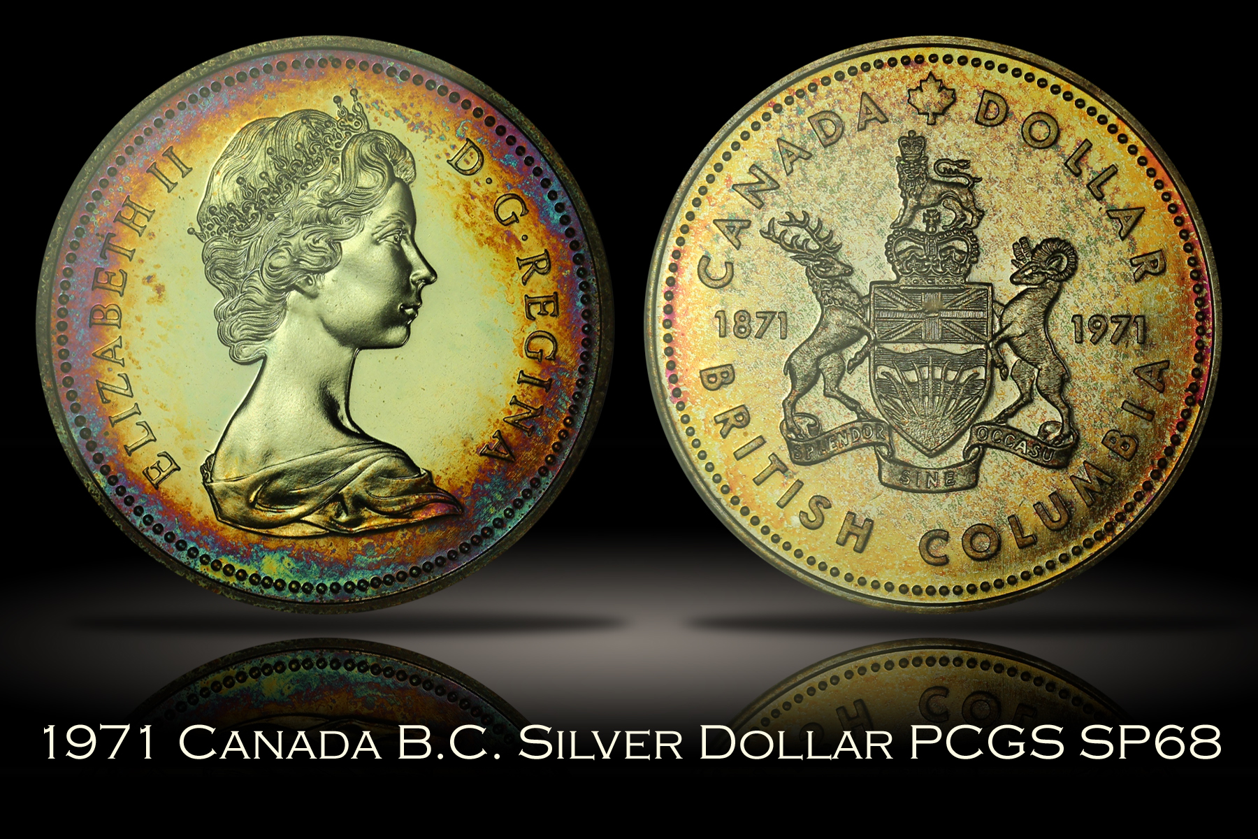 1971 Canada British Columbia Silver Dollar PCGS SP68