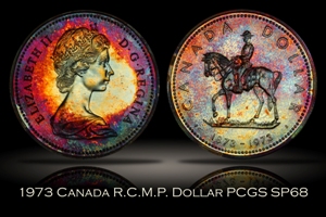 1973 Canada R.C.M.P. Silver Dollar PCGS SP68