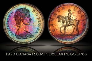 1973 Canada R.C.M.P. Silver Dollar PCGS SP66