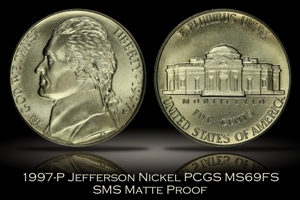 1997-P SMS Matte Proof Jefferson Nickel PCGS MS69FS