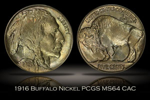 1916 Buffalo Nickel PCGS MS64 CAC