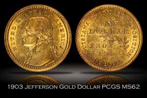 1903 Louisiana Purchase Expo Jefferson Commemorative Gold Dollar PCGS MS62