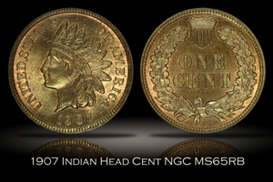 1907 Indian Head Cent NGC MS65RB