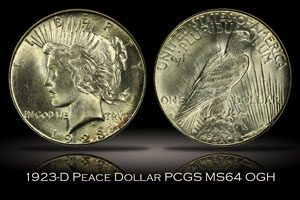 1923-D Peace Dollar PCGS MS64 OGH