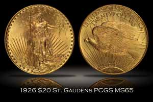 1926 $20 St. Gaudens Gold PCGS MS65