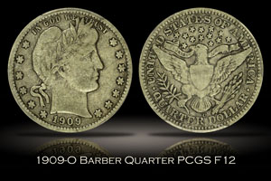1909-O Barber Quarter PCGS F12