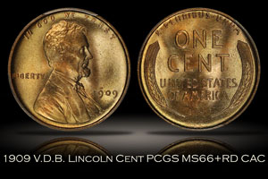 1909 V.D.B. Lincoln Cent PCGS MS66+RD CAC