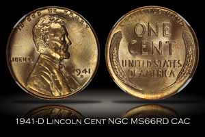 1941-D Lincoln Cent NGC MS66RD CAC