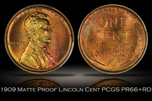 1909 Matte Proof Lincoln Cent PCGS PR66+RD