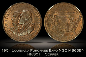 1904 Louisiana Purchase Expo Official Medal HK-301 NGC MS65BN