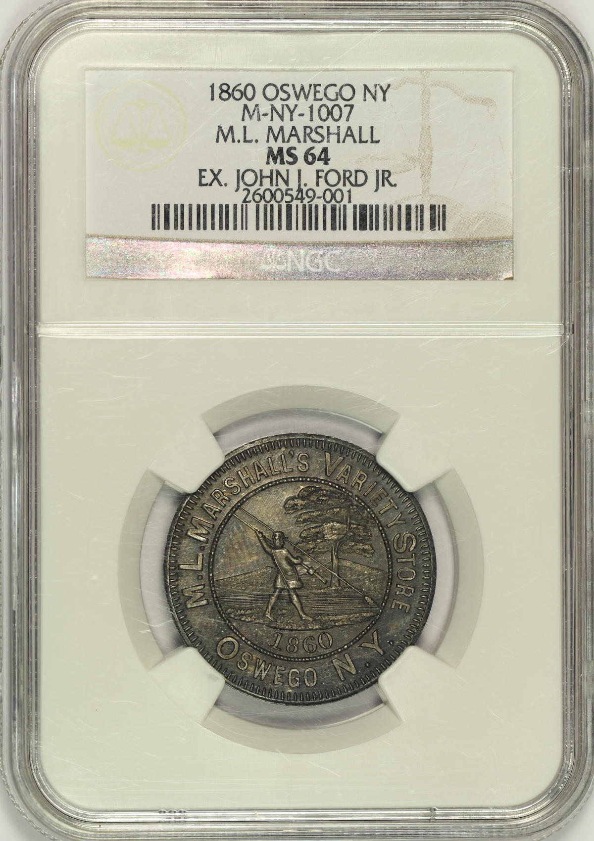 Michael Kittle Rare Coins - 1860 M.L. Marshall Oswego M-NY ...