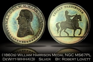(1860s) William Harrison Silver Robert Lovett Medal NGC MS67PL