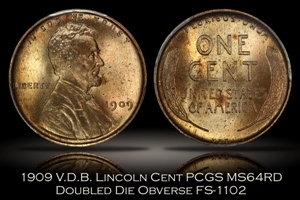 1909 VDB Lincoln Cent DDO FS-1102 PCGS MS64RD