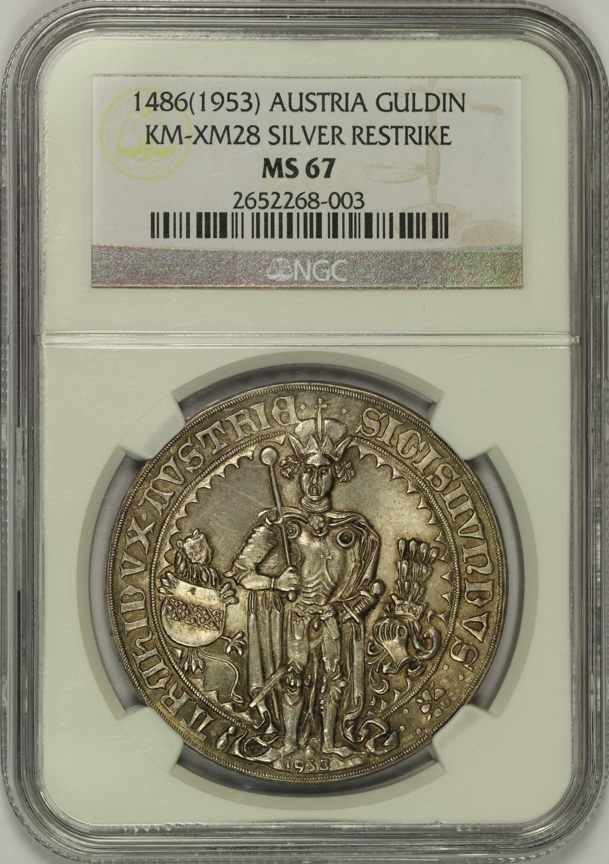 Michael Kittle Rare Coins - 1486 Austria Guldiner NGC MS67 1953