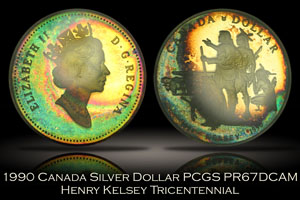 1990 Canada Henry Kelsey Silver Dollar PCGS PR67DCAM
