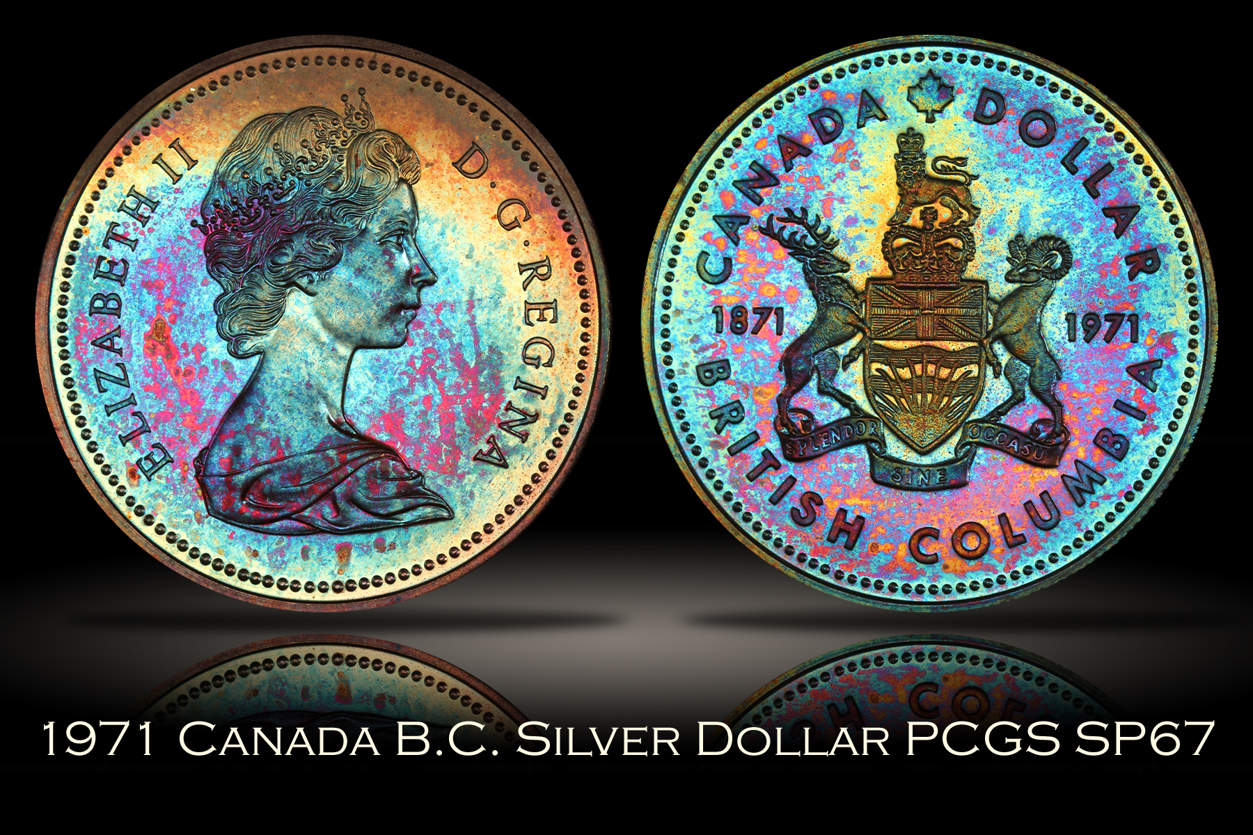 1971 Canada British Columbia Silver Dollar PCGS SP67