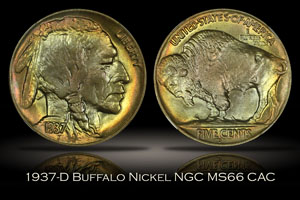 1937-D Buffalo Nickel NGC MS66 CAC