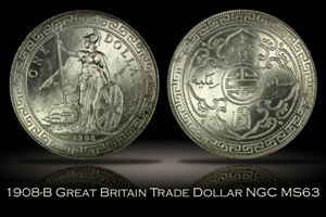 1908-B Great Britain Trade Dollar NGC MS63