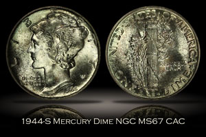 1944-S Mercury Dime NGC MS67 CAC