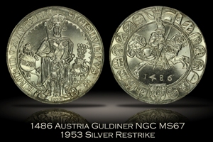 1486 Austria Taler NGC MS67 1953 Restrike