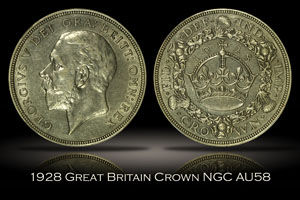 1928 Great Britain Crown NGC AU58
