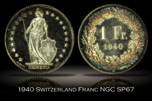 1940 Switzerland Franc NGC SP67