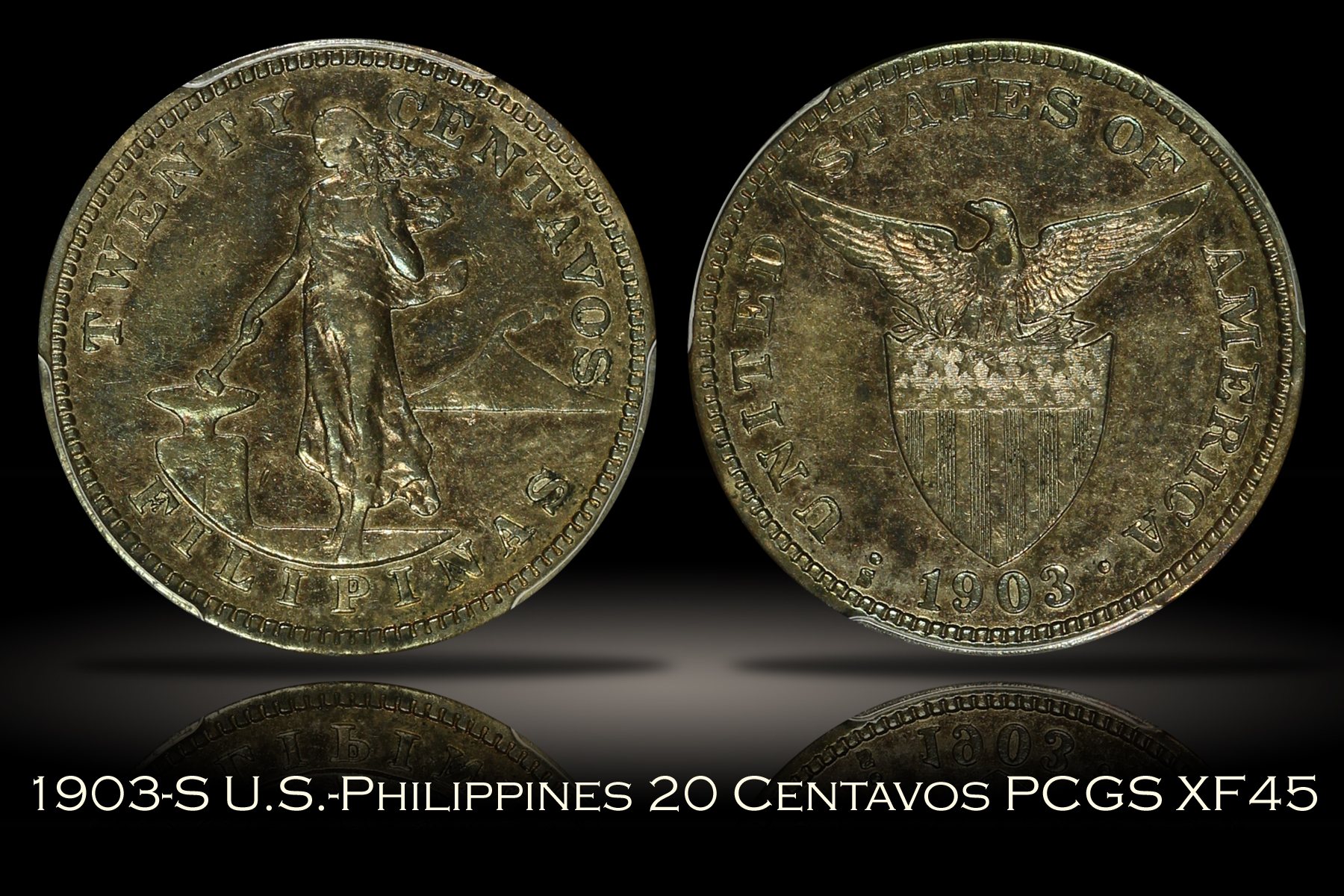 1903-S U.S.-Philippines 20 Centavos PCGS XF45