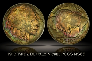 1913 Type 2 Buffalo Nickel PCGS MS65