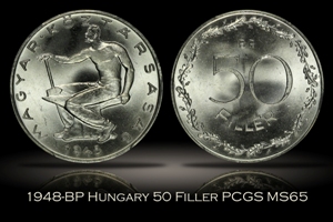 1948-BP Hungary 50 Filler PCGS MS65