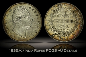 1835.(c) Indian Rupee PCGS AU Details
