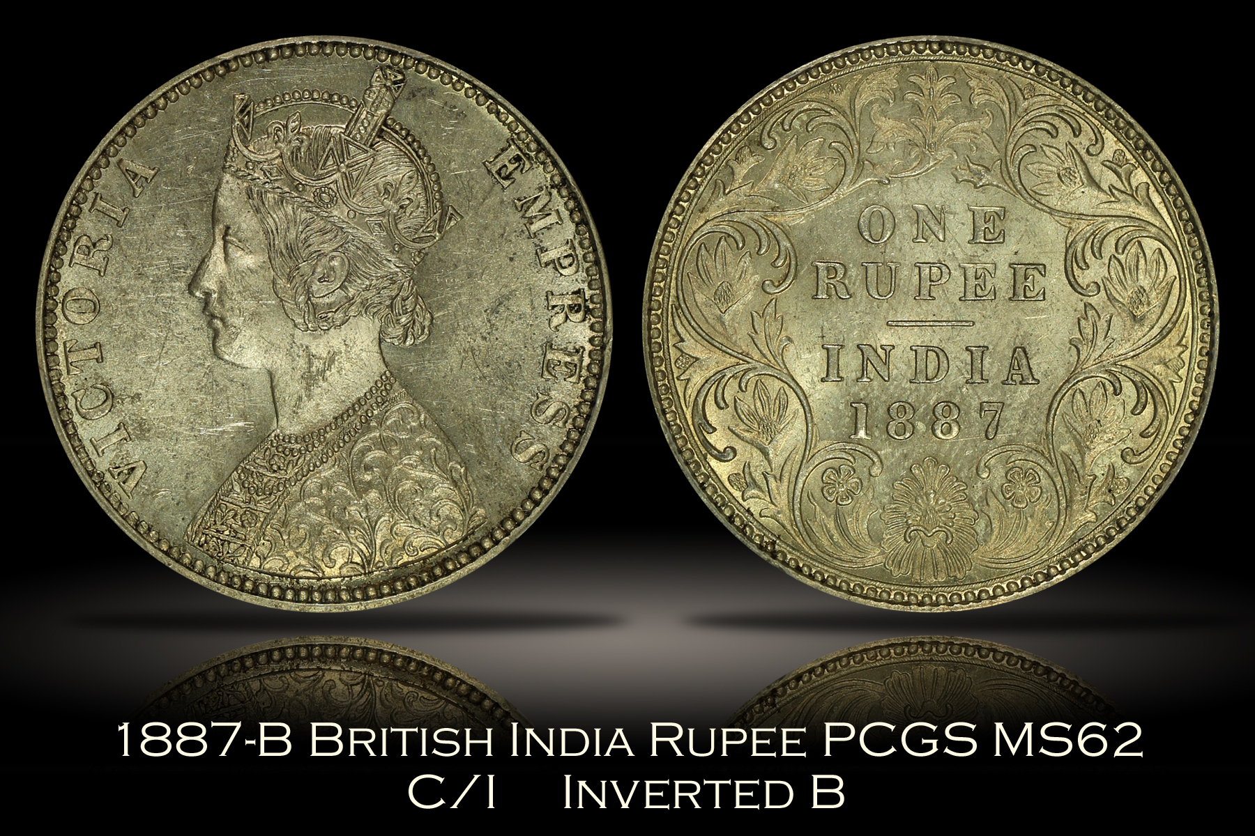 Michael Kittle Rare Coins - 1887-B British India Rupee PCGS MS62