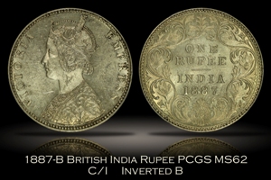 1887-B British India Rupee PCGS MS62
