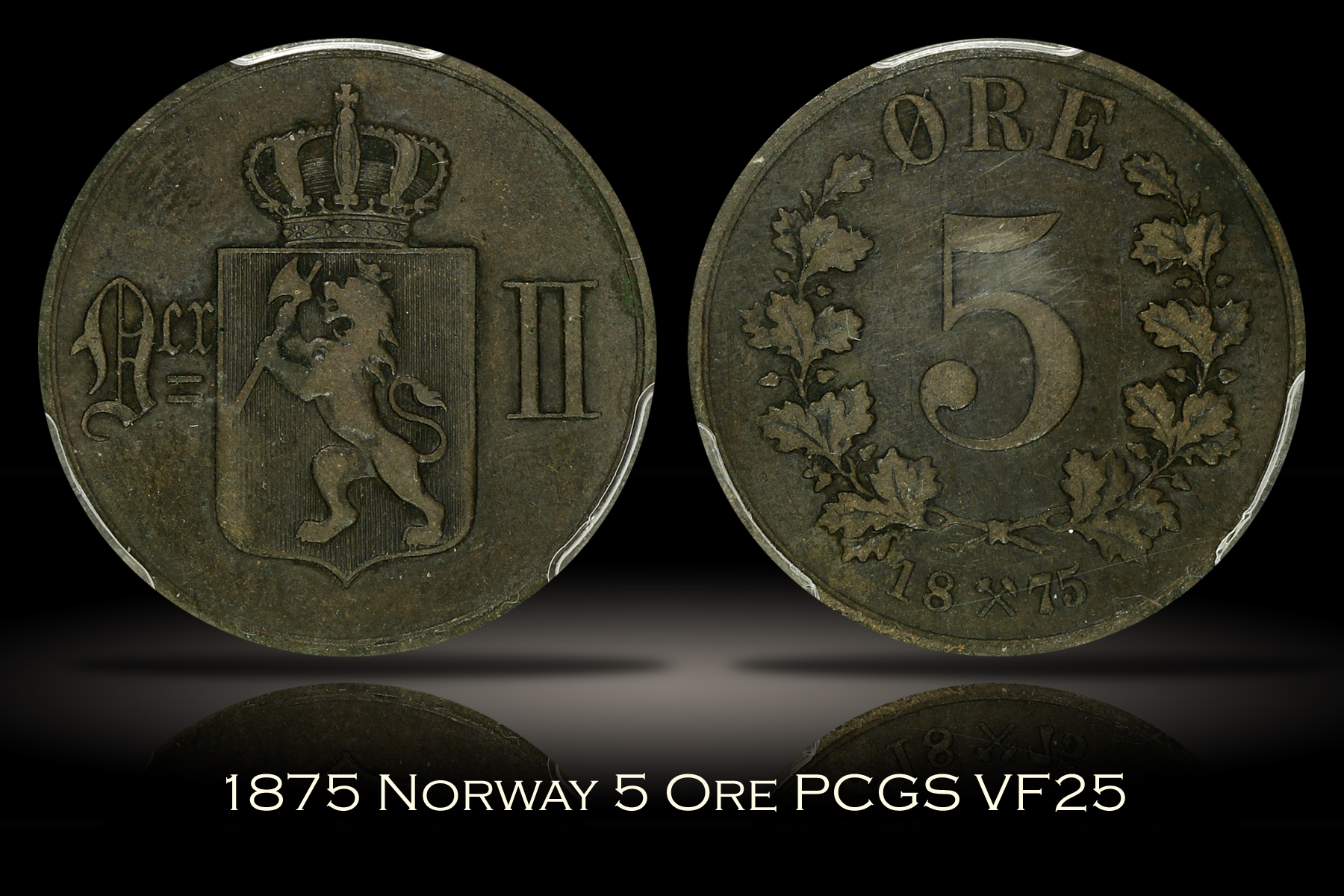 1875 Norway 5 Ore PCGS VF25