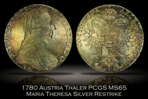 1780 Austria Maria Theresa Thaler PCGS MS65 Restrike