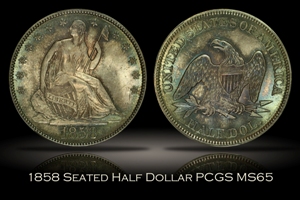 1858 Seated Liberty Half Dollar PCGS MS65